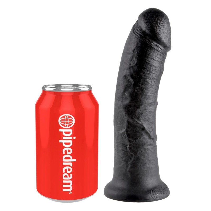 King Cock - Realistyczne Dildo Z Żyłkami I Przyssawką 20 CM Czarny Kolor Skóry